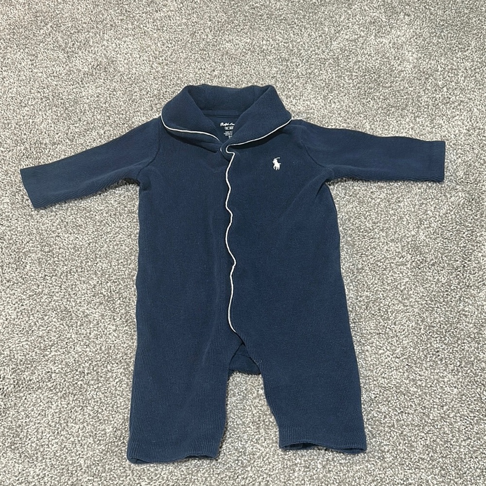 Ralph Lauren Baby Navy Ribbed 3 month‎ one piece long sleeves